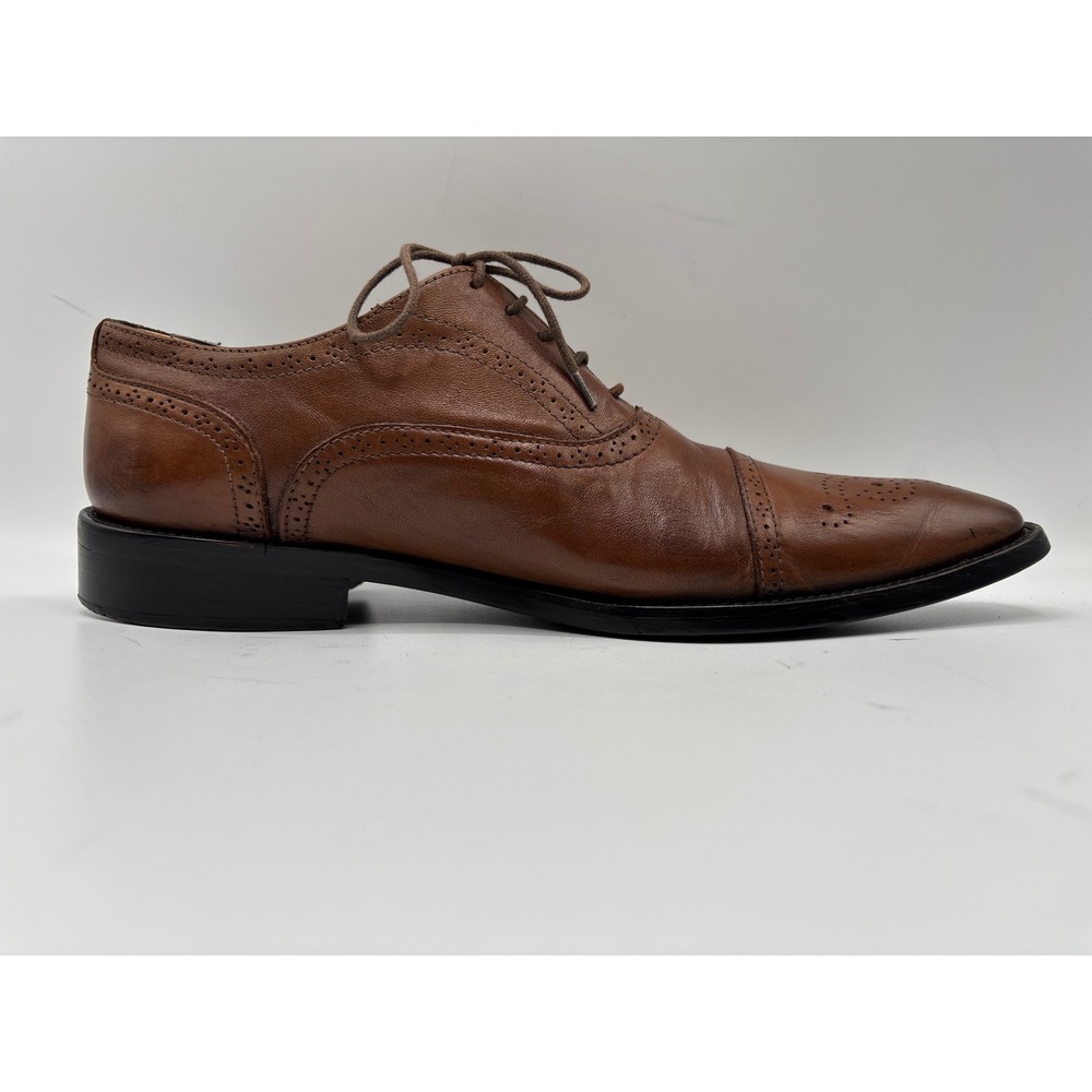 Vittorio Russo Men's Brown Leather Cap Toe Oxford Brogue Dress Shoes Italy 10½ - Picture 7 of 16